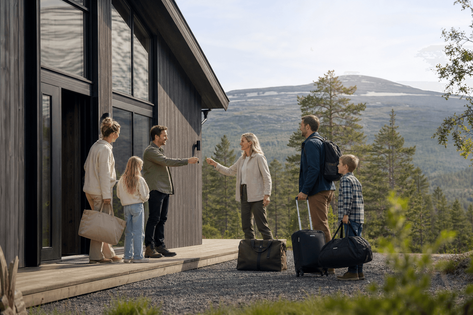 Delägare som anländer till ett fritidsboende